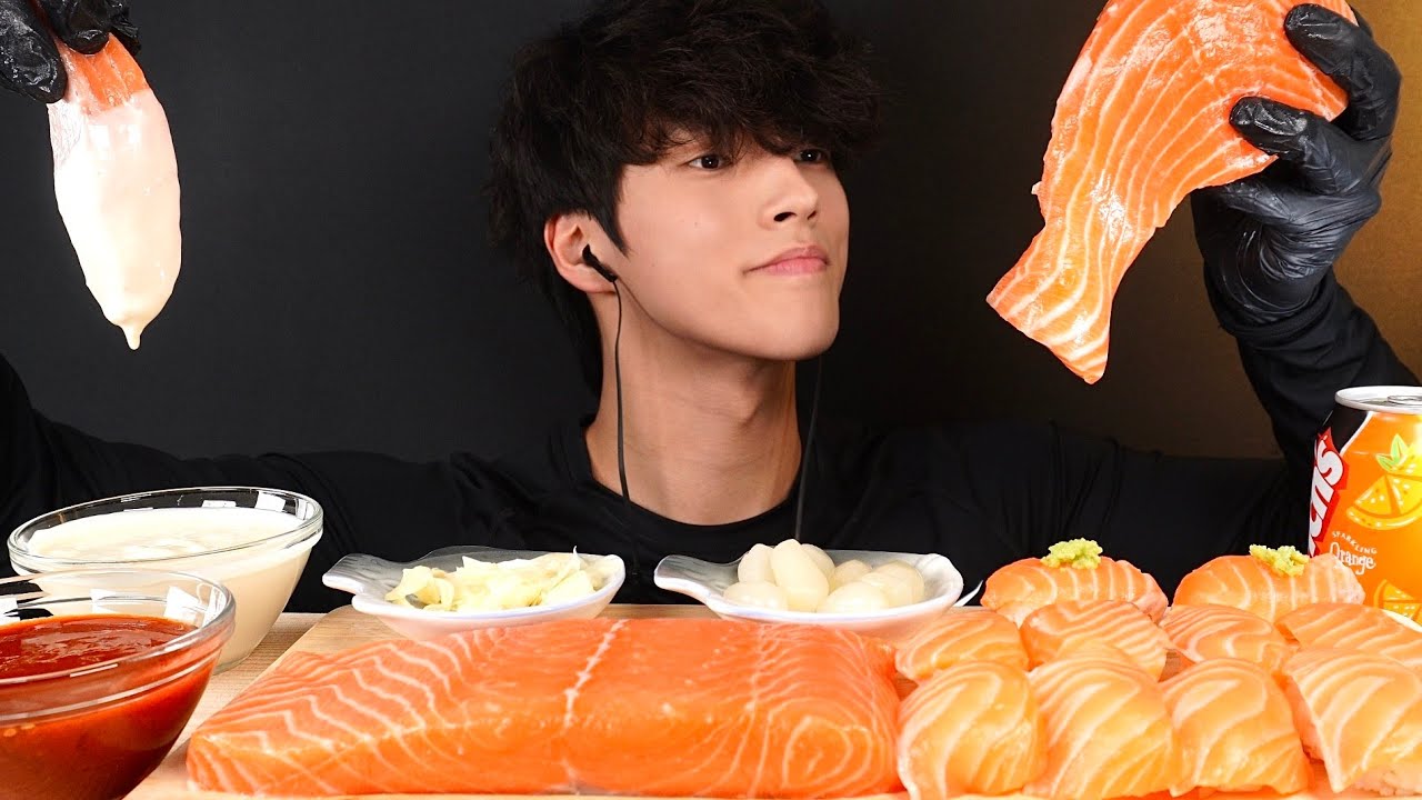 24시간 굶고 연어 & 연어 초밥 먹방! SALMON & SALMON SUSHI MUKBANG ASMR