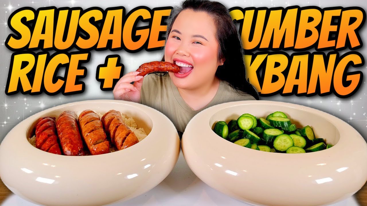 SAUSAGE + RICE + CUCUMBER MUKBANG 먹방 EATING SHOW RECIPE! (OMG SO GOOD!!!)