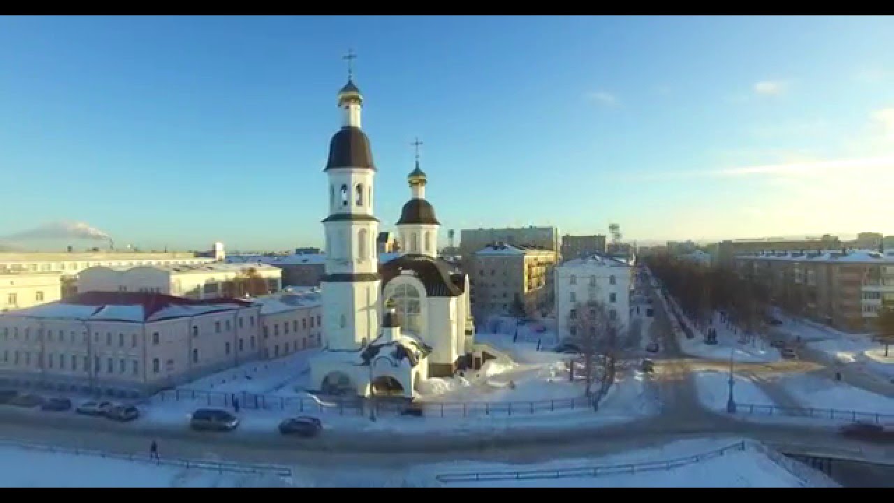 Архангельск, Россия, зима 2016, 4K видео.