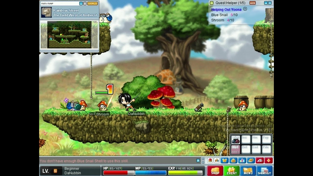 Maplestory Nostalgia Maple Island lvl 1-8