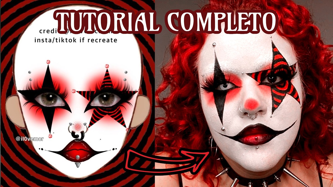 Transformei um desenho em uma Maquiagem Real de Palhaço do Mal 🎃 Tutorial de Halloween