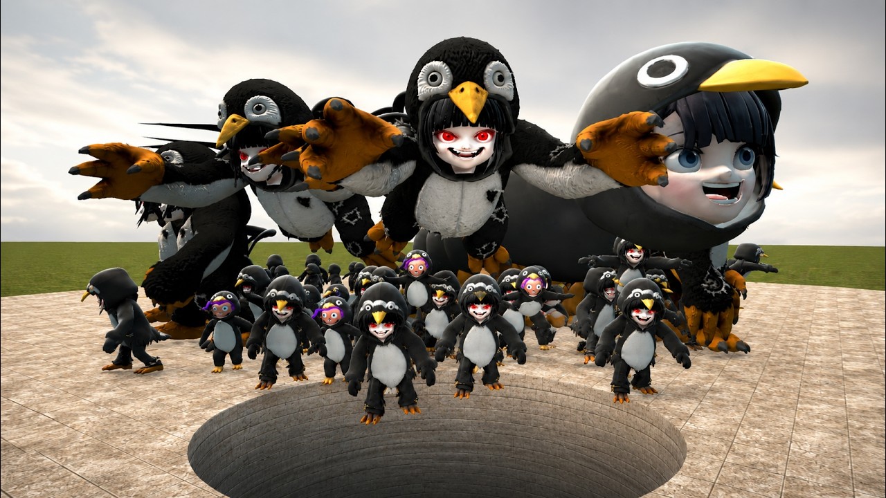 I Punched Every Gugugaga Penguin Into the Giant Pit! | GMOD