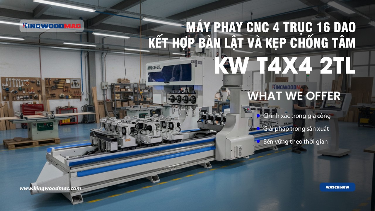 Máy Phay CNC 4 Trục 16 Dao Bàn Lật | Gia Công Góc Nghiêng – Không Cần Đồ Gá | KW T4X4 2TL