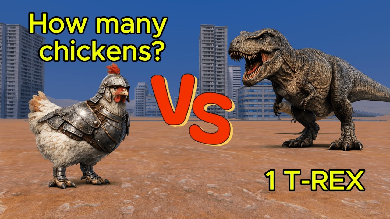 How Many Chickens Does It Take to Defeat a T-Rex? 🦖🐔