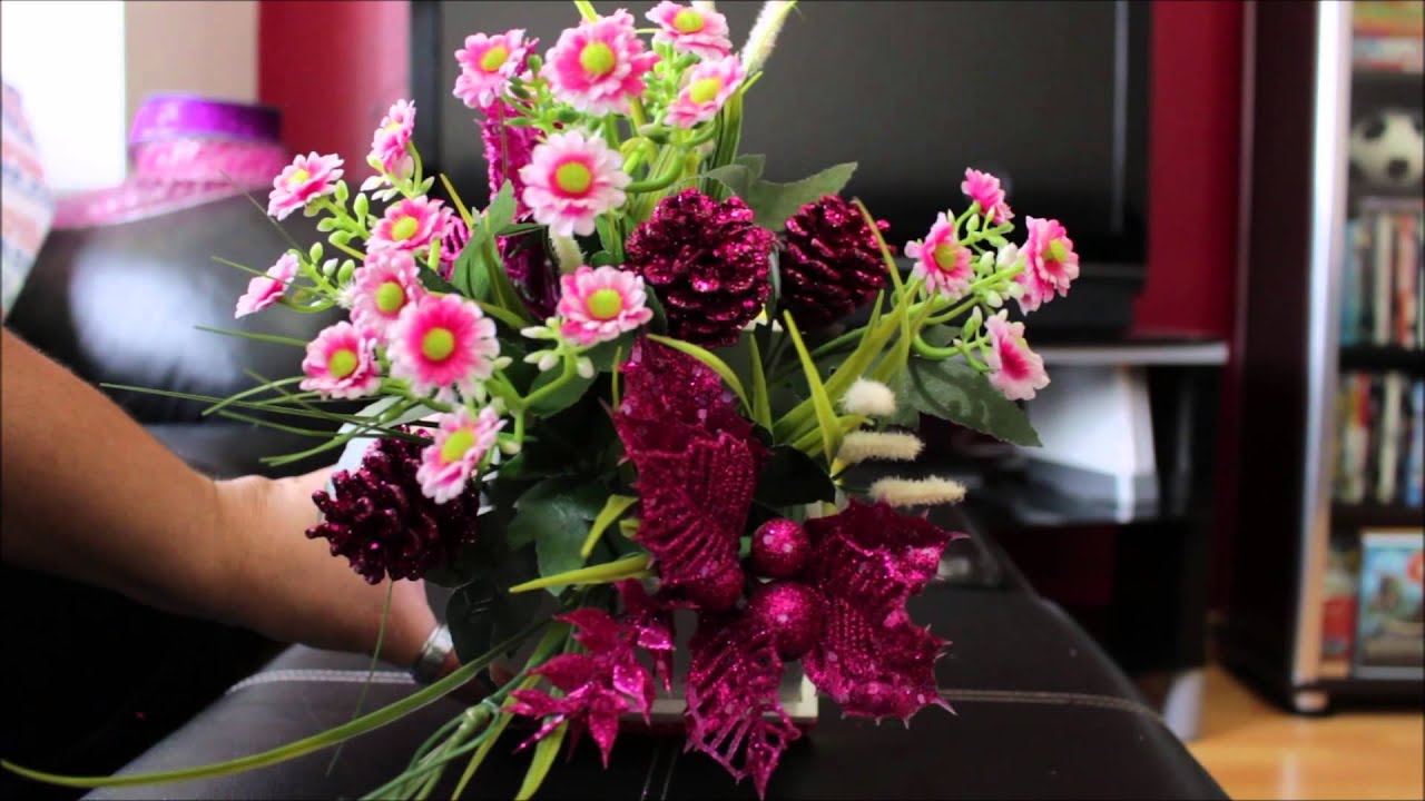 Faça você mesma - arranjo de flor artificial para mesa DIY