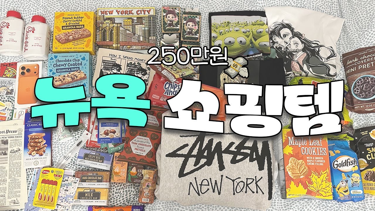 뉴욕여행 기념품 250만원어치 쇼핑리스트🛍️ 미국만 3번 다녀온 쩝쩝박사의 과자 위주 하울ㅋㅋㅋ 스투시 후드, 아이폰17프로, 트레이더조 타겟 추천 과자, 귀멸의칼날 굿즈들