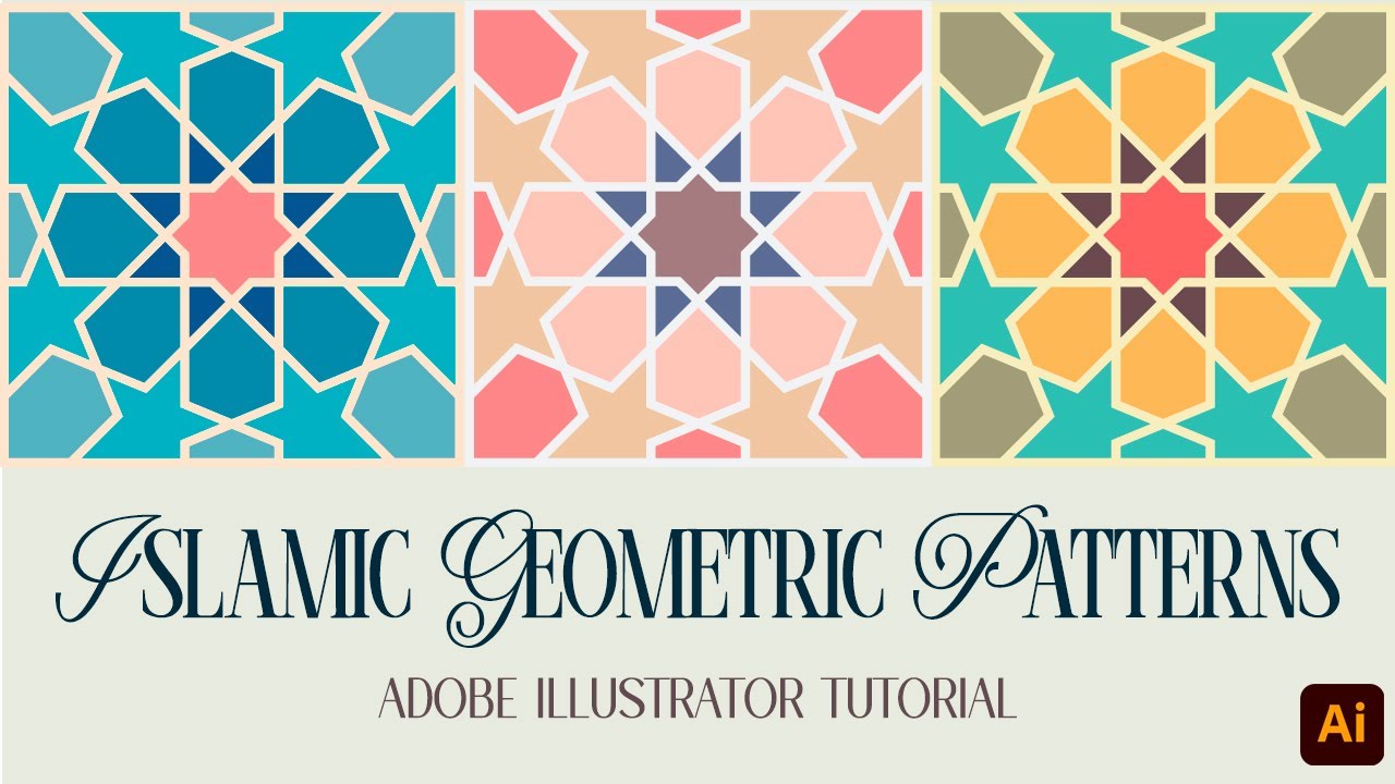 Colorful Islamic Geometric Patterns |  Arabic geometric art | illustrator tutorial