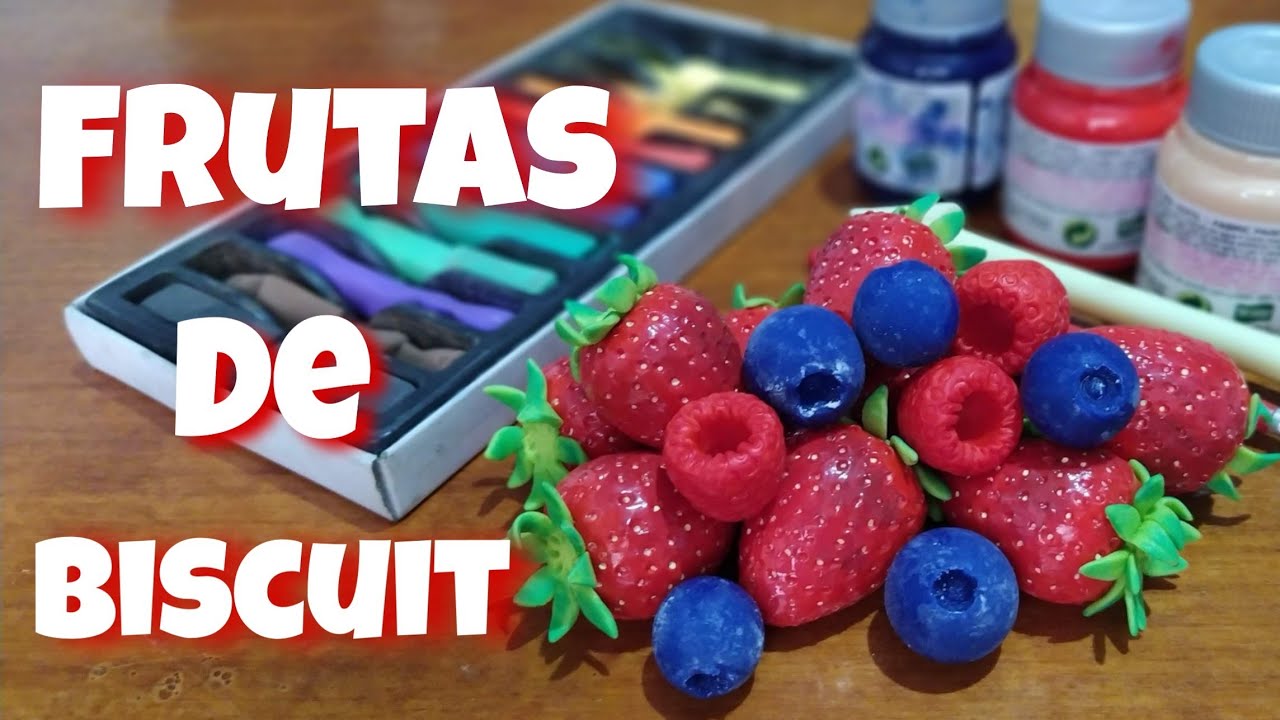 Frutas de biscuit // Morango, framboesa e mirtilo realista de biscuit!
