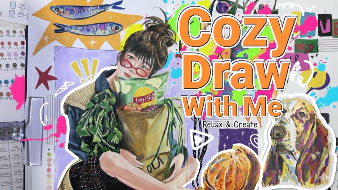 ✨ draw with me | soft cozy illustration + reminder to love yourself 🌿🐶🍊