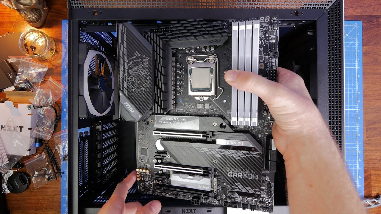 MSI MPG Z590 Carbon Motherboard install, Intel Core i9-10900K CPU, NVMe [Hand Movement][Close Focus]