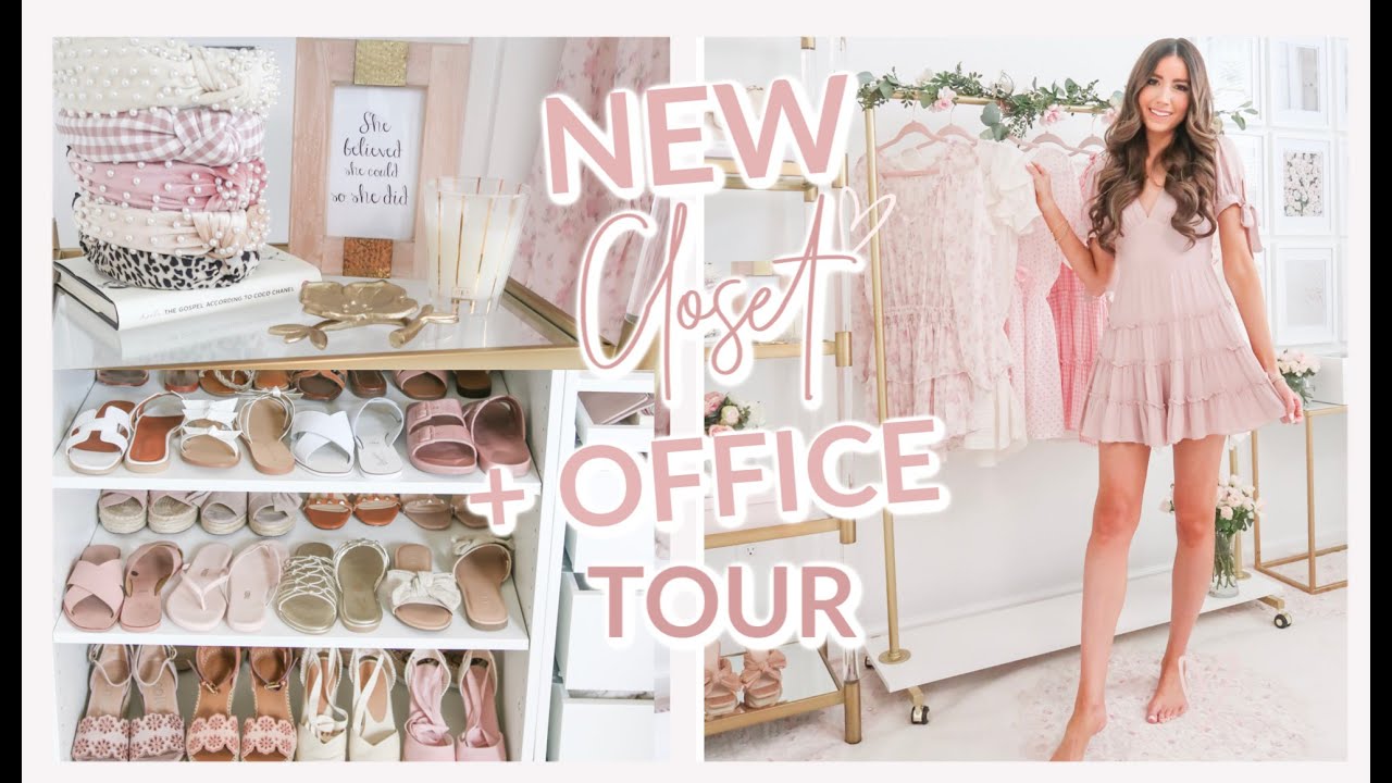 UPDATED CLOSET + OFFICE TOUR 2020!! BLUSH PINK, MARBLE, + GOLD 💗