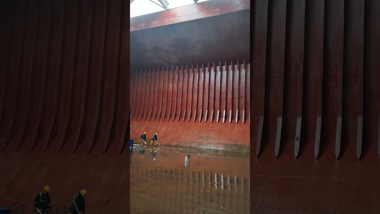 Bulk Carrier Ship. Cargo Hold Cleaning