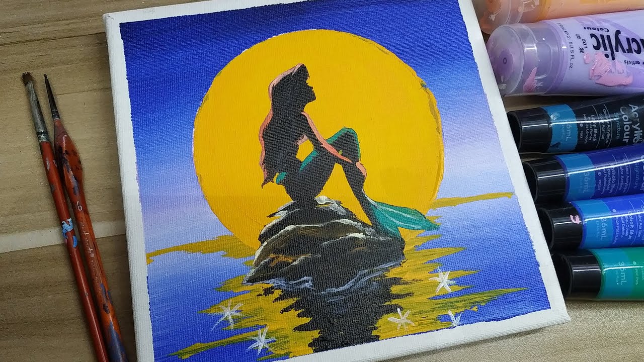 Acrylic painting / The Little Mermaid /Easy painting Tutorial #139