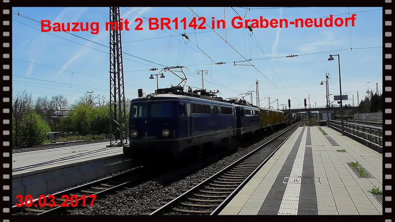 Bauzug mit 2 BR 1142 in Graben-neudorf [30.03.2017]