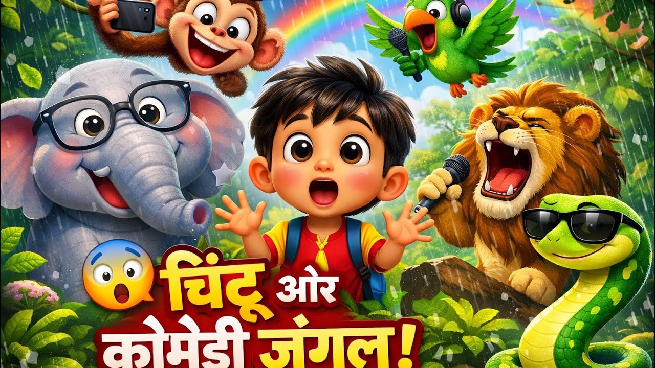 👉 Chintu Aur Comedy Jungle | Funny Talking Animals Story 🦁🌈kids story Hindi 