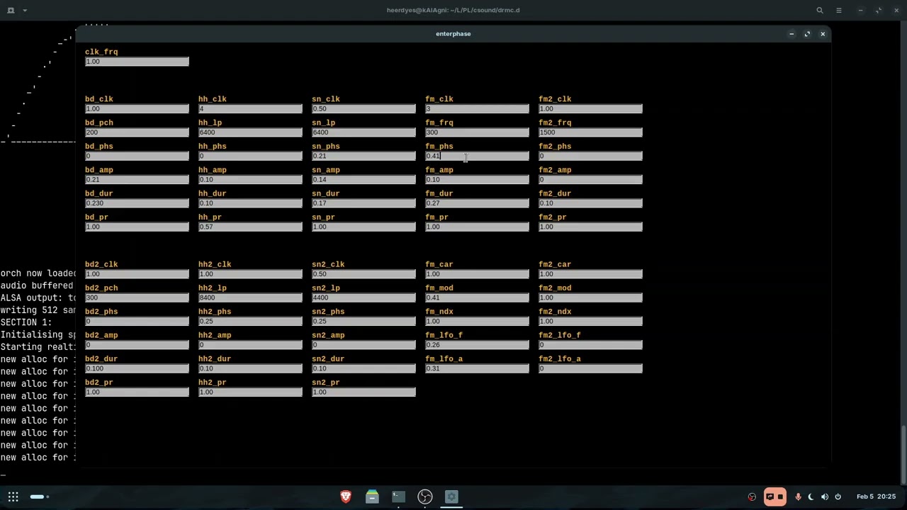 livecoding on my csound rhythm synth