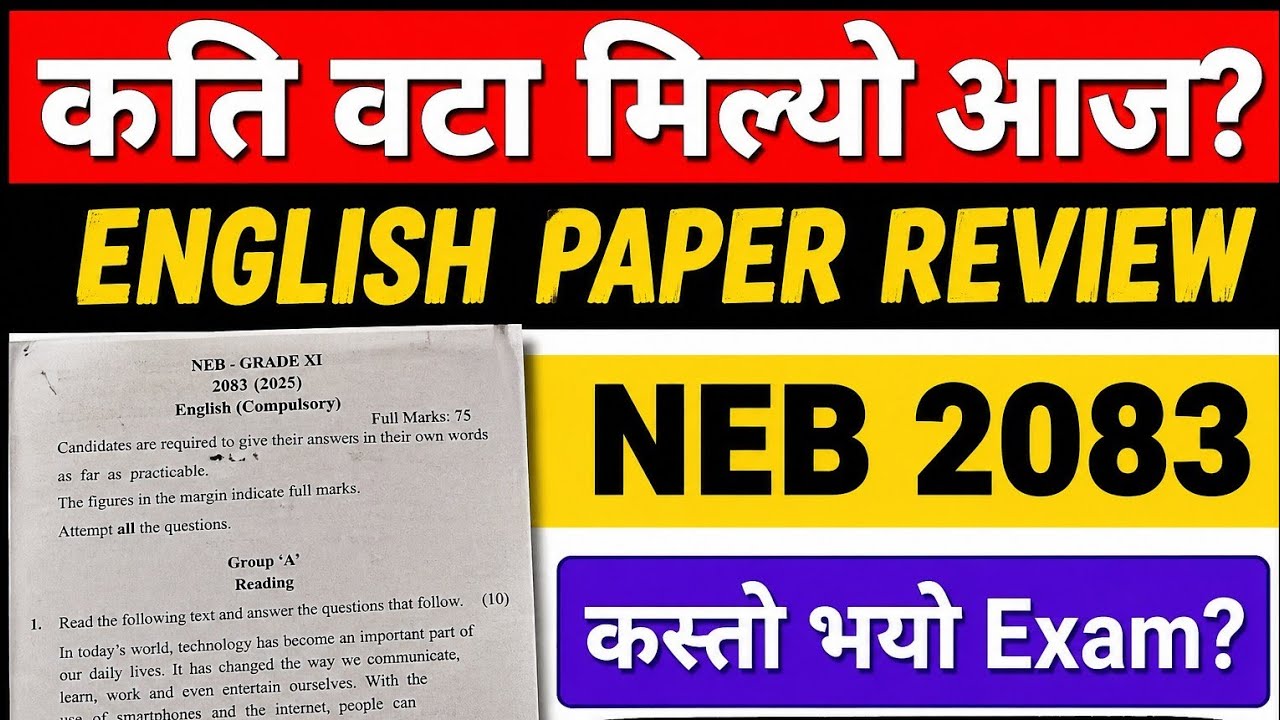 Today English Question Paper Solution 2083 || Class 12 English Model Question 2083 Solution