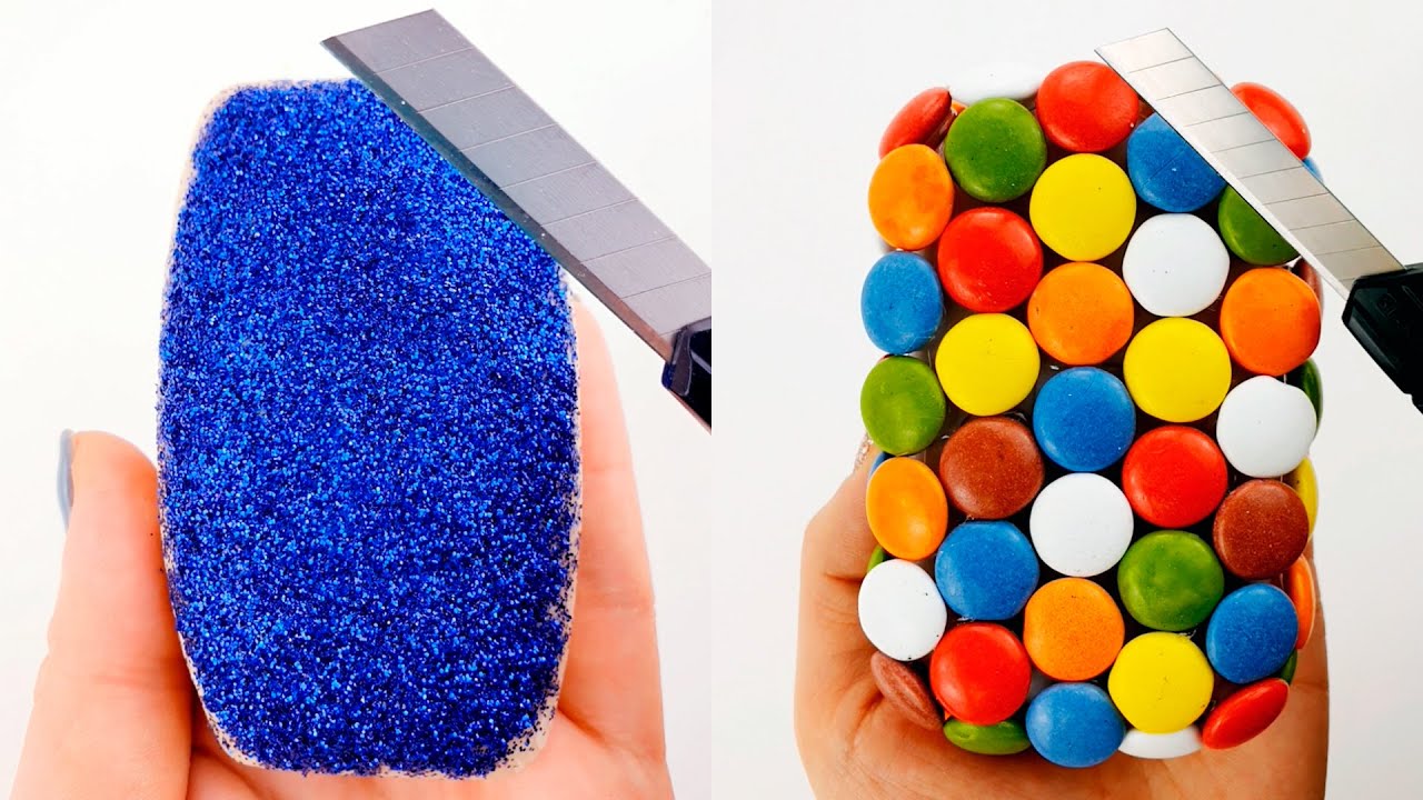 Soap Carving ASMR - Candy's and Blue Glitter Soap Cubes - Relaxing Soap Sounds ASMR P092