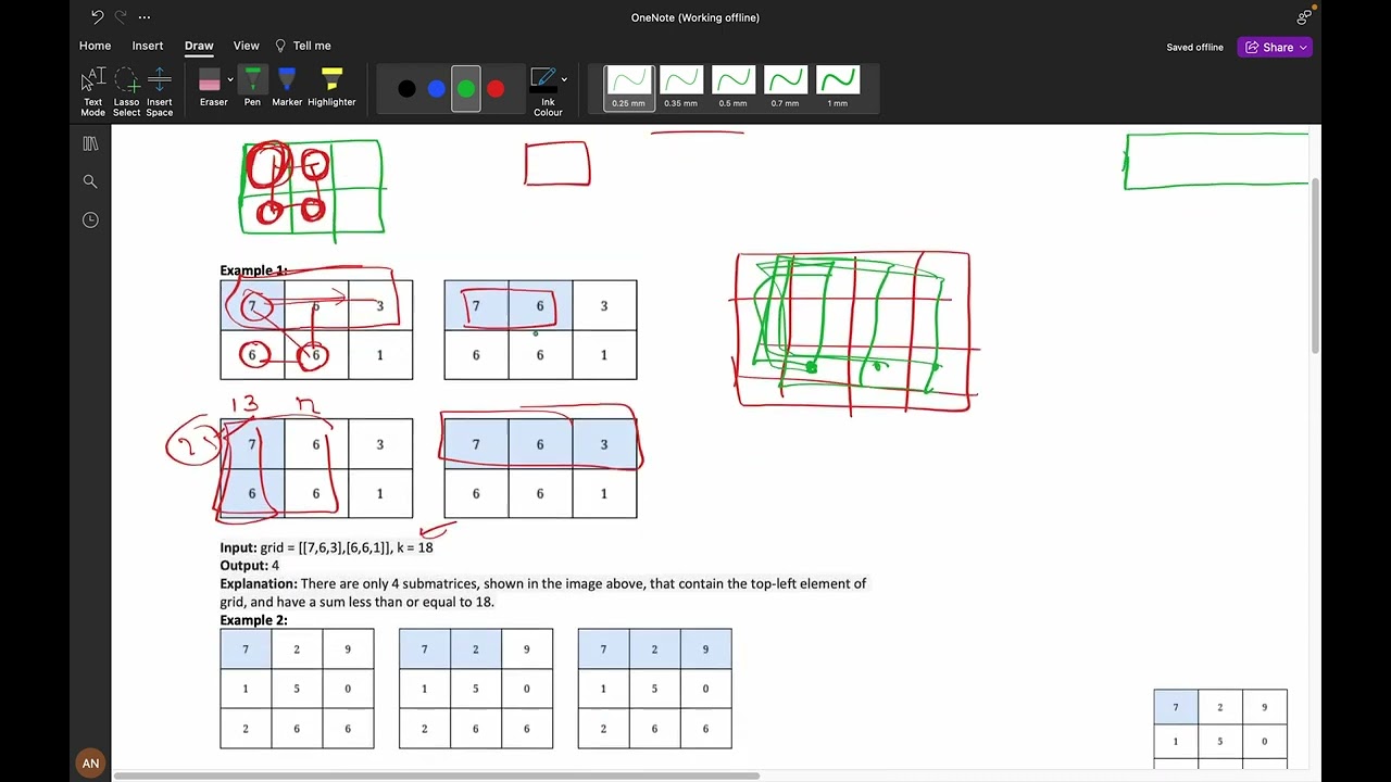 3070 Count Submatrices with Top Left Element and Sum Less Than k || Prefix sum (Row + Columns) ✅