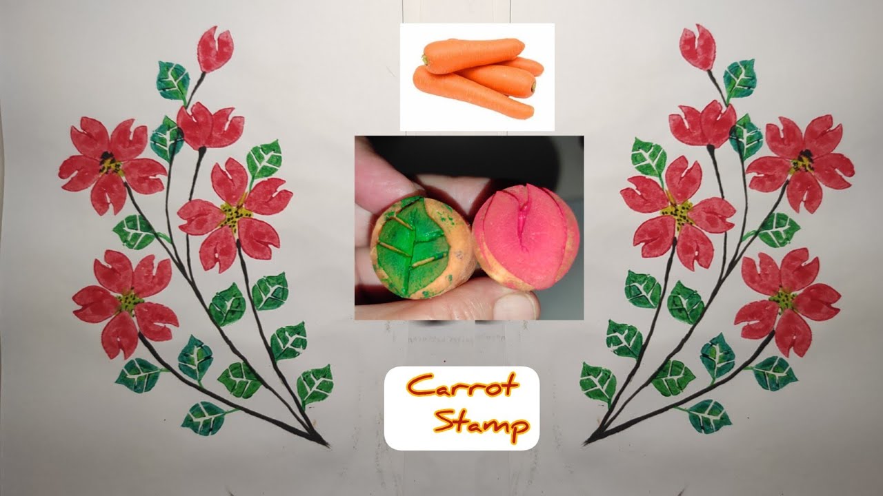 Seni grafis stempel wortel/ Vegetable block painting/ Carrot stamp @Bundalena520