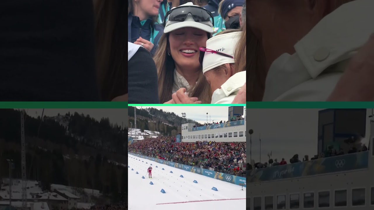 Klaebo's mum couldn't hold back the tears as her son created Olympic history 🥹❤️ #milanocortina2026