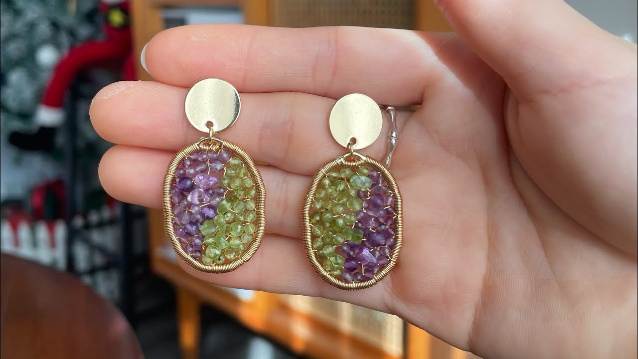 Tutorial Amethyst and Peridot wirewrapped earrings#earringslover #earrings #handmadeseller #jewelry