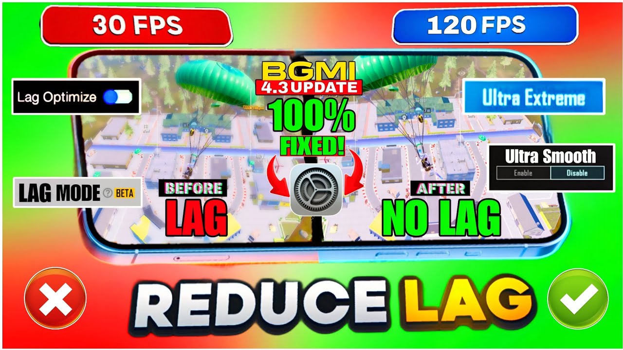 4.3 Update No More LAG🥺, BGMI Lag Ka The End, New SETTING⚙️4.3 Lag Problem Fixed