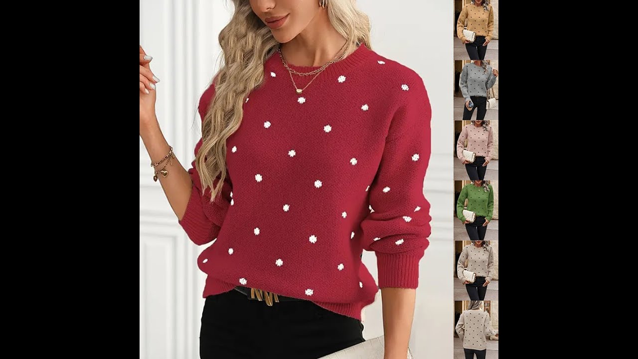 Polka Dot Print Pullover Sweater