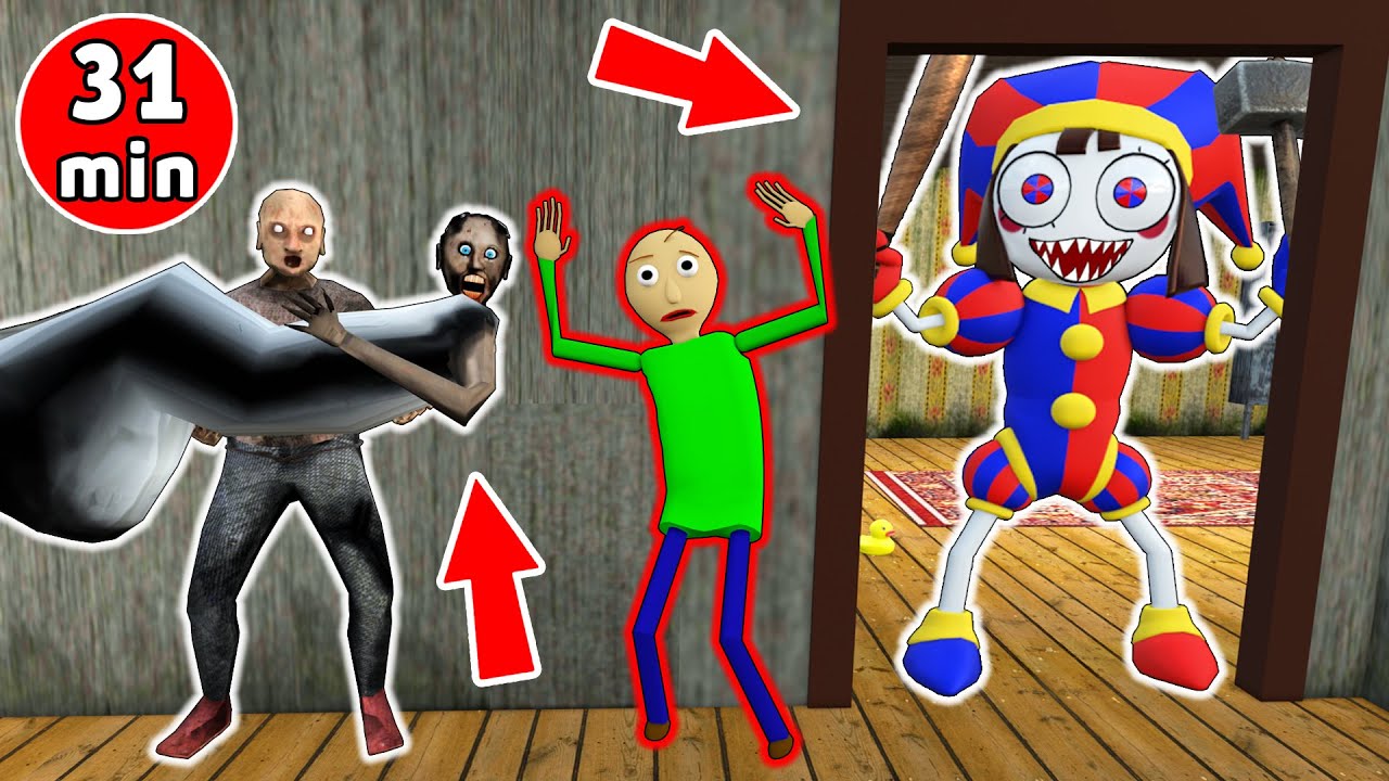 Digital Circus vs Granny vs Baldi vs Grandpa - funny horror animation (fun mix 1)