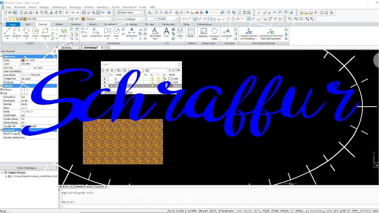 BricsCAD Quick Tipp: Schraffur mit Hintergrundfarbe