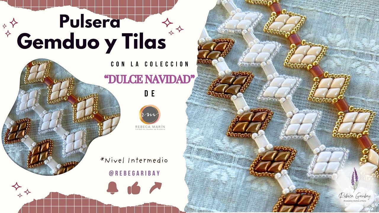 ✨Pulsera con Gemduo y Tilas✨ con Chaquira Miyuki, Nivel Medio, paso a paso ✨