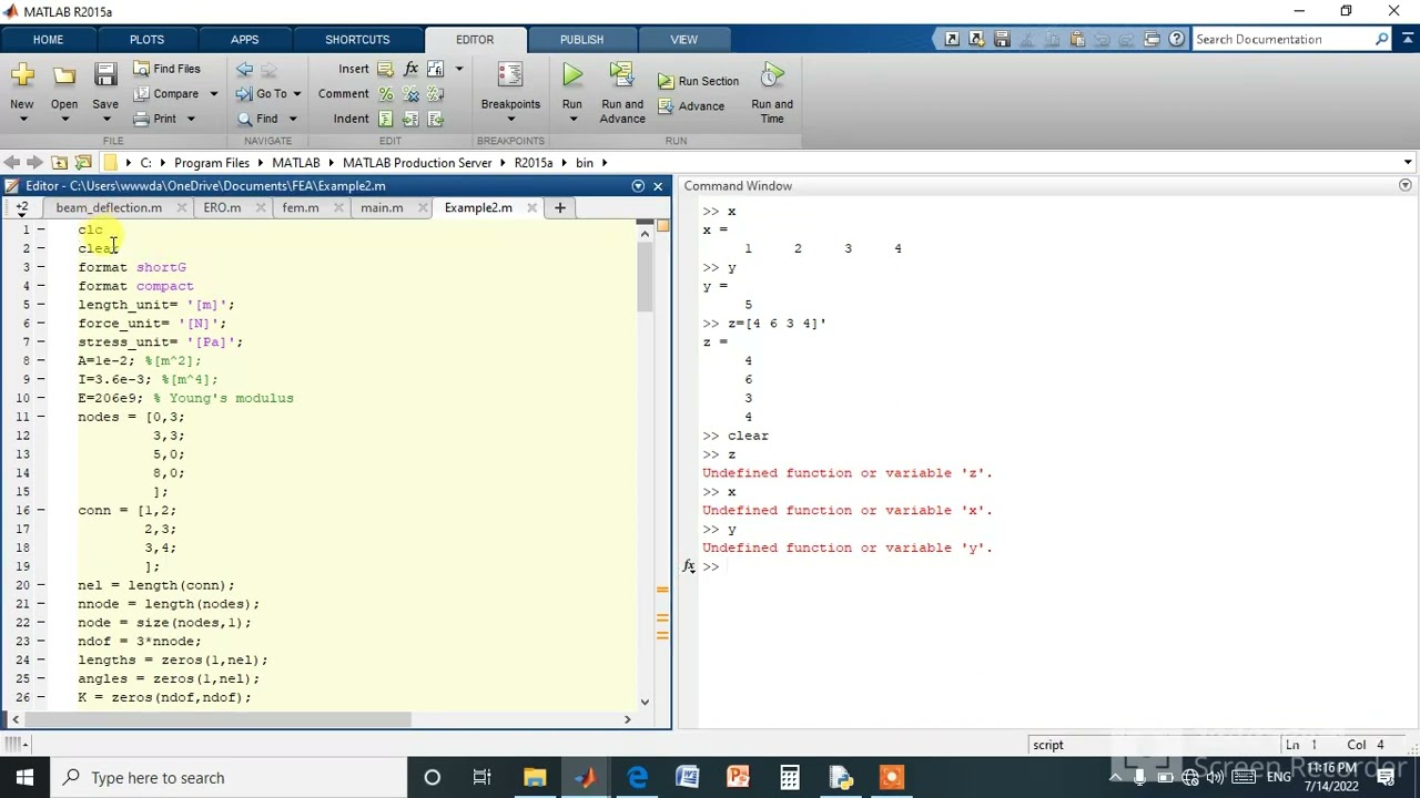 The use of clc, clear and format commands in matlab, part 2