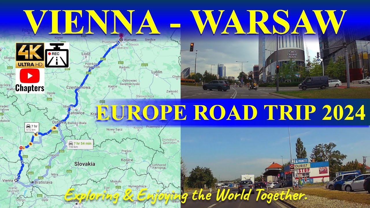 🎥🇦🇹🇨🇿🇵🇱 DASHCAM [4K] - VIENNA to WARSAW - with chapters highlights
