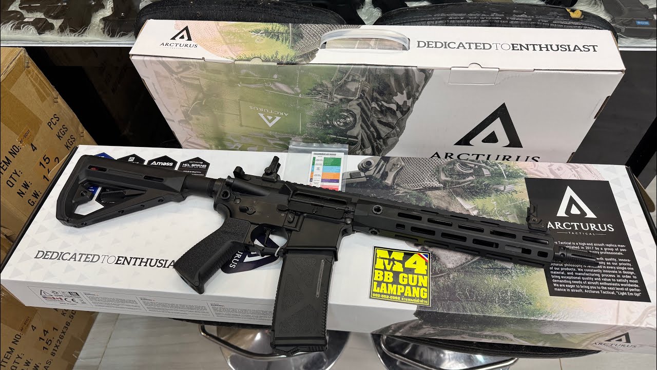  M4 AT-AR02E-CQ-FE บอดี้โลหะ ค่าย ARCTURUS🐻TACTICAL 🇨🇳รีวิวทดสอบขนาดนำ้หนักความเร็วกระสุนบีบีกัน  