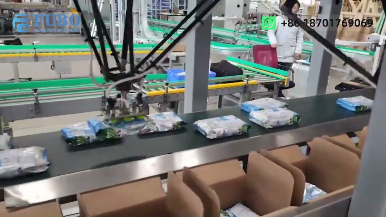 Shanghai FUBO Spider-Arm Case Packer | robot cartoning machine 