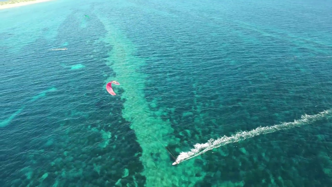 kite surfing Xalikounas Corfu Greece by drone 4K