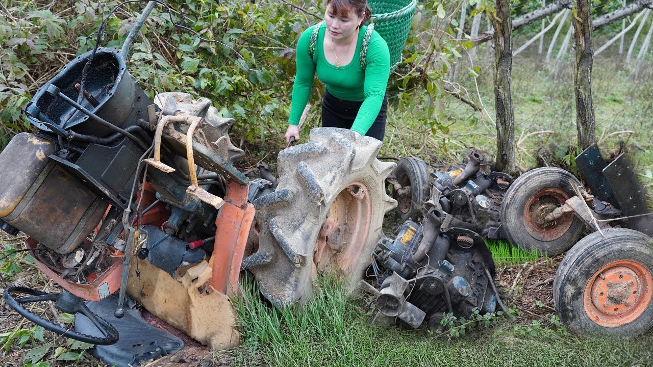 Girl Finds Abandoned Agricultural Machine Parts Scattered Around | From Ruins to Working Condition