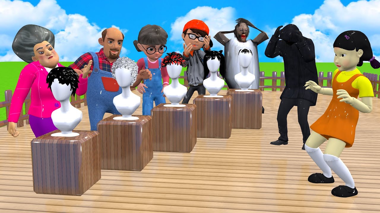 Scary Teacher 3D vs Squid Game Cut Squid Dad Hair and Toupee Fix Nice or Error 5 Times Challenge