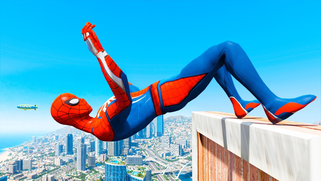 SPIDERMAN CRAZY JUMPS/FALLS #11 (GTA 5 Spider-Man Best Fails)