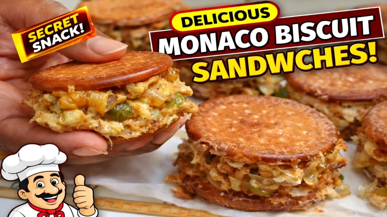 Special Creamy Chicken Monaco Snacks | 💕Secret Monaco Sandwich | Chicken Biscuit sandwich