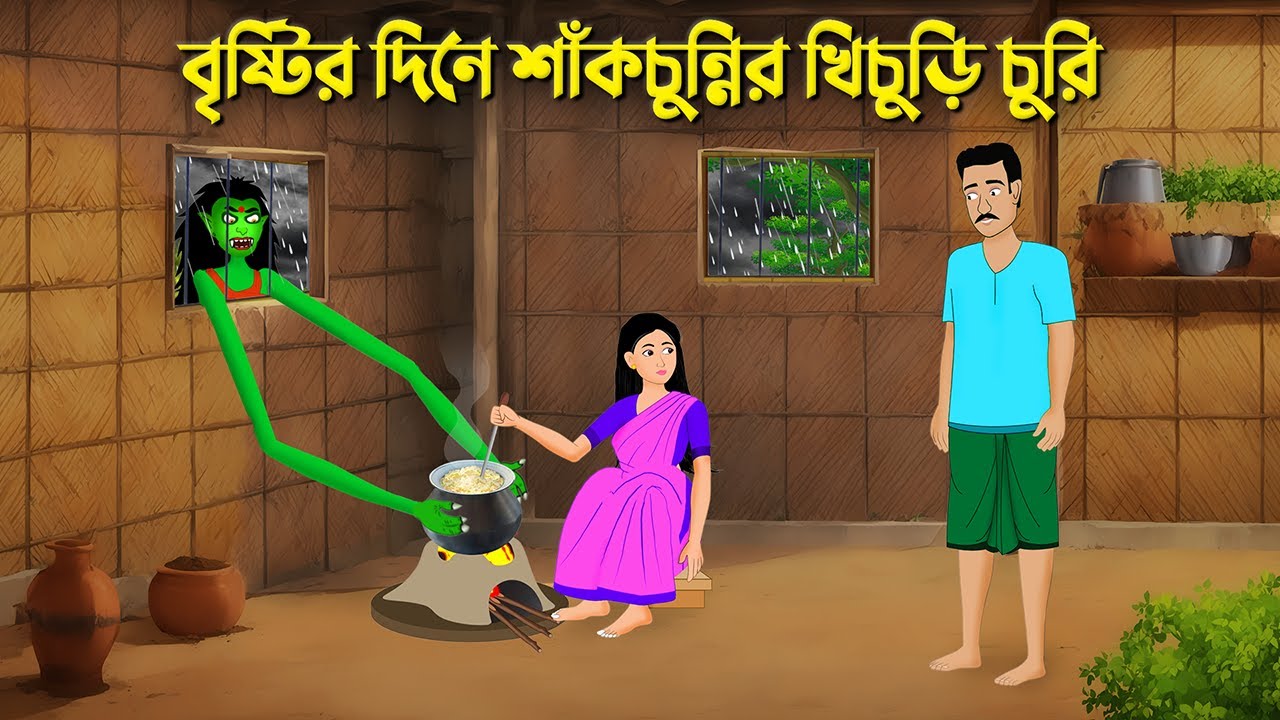 বৃষ্টির দিনে শাঁকচুন্নির খিচুড়ি চুরি | Bengali Animation Story | Bhuter Golpo | Story Bird Cartoon
