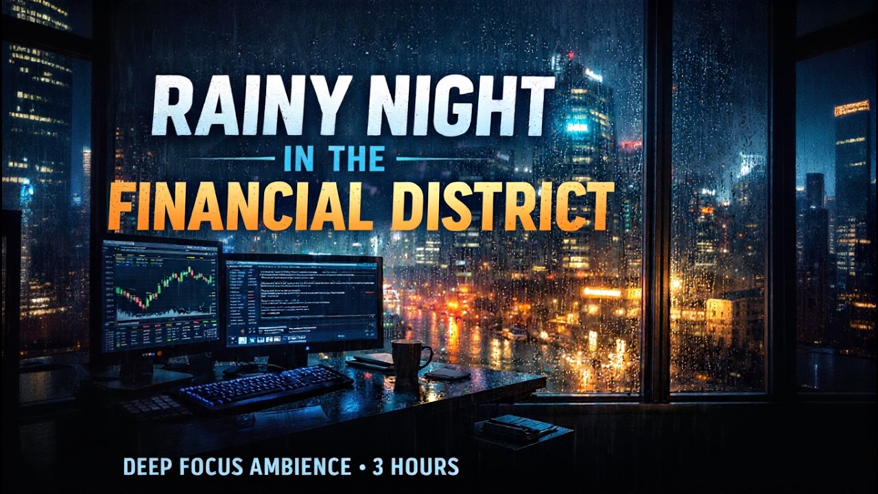 Rainy Night in the Financial District | Deep Focus Market Ambience (3 Hours)