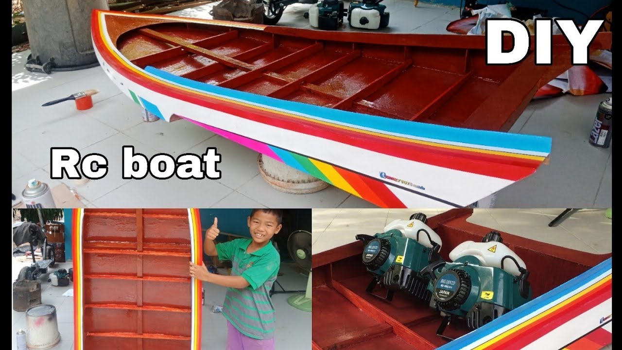 เรือสองตอนบังคับน้ำมัน (คนนั่งได้)เครื่องตัดหญ้า 40cc 2ตัว