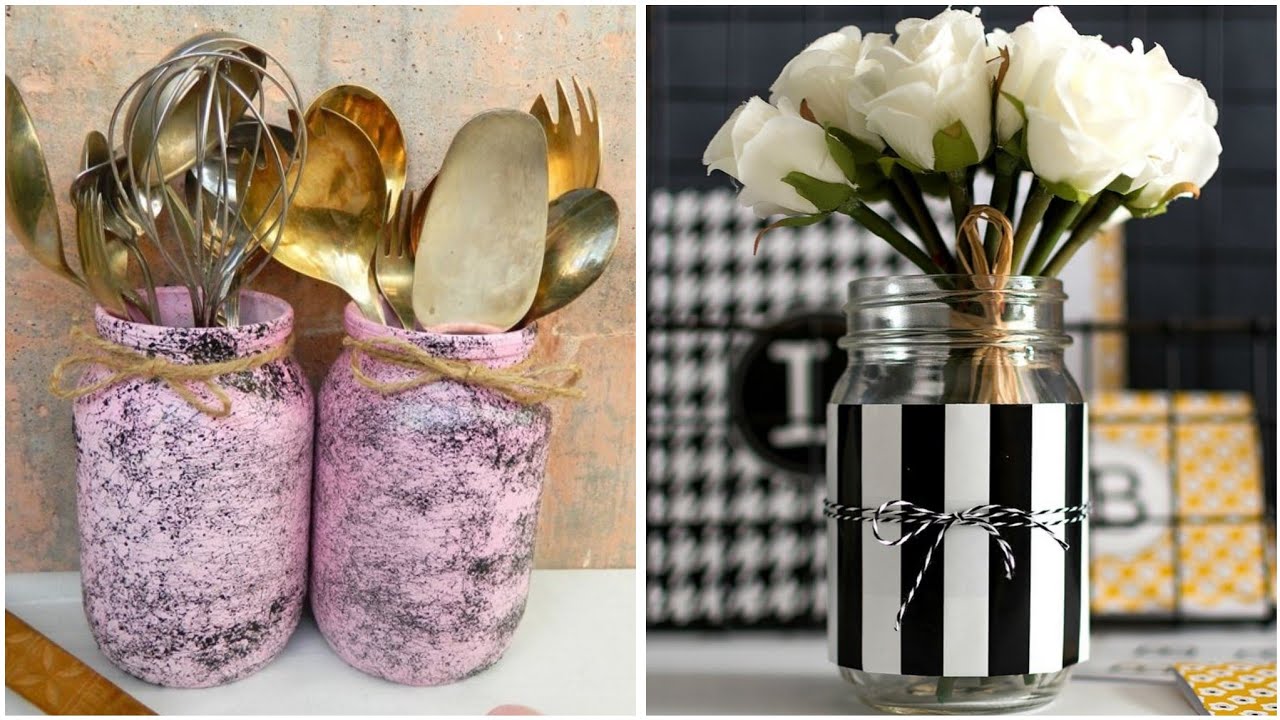 4 أفكار ✨عندك برطمانات اصنعي منظمات وديكورات  ابدعي في بيتك باشياء بسيطة #diy #handmade #ideas