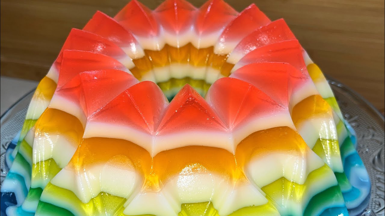 Let’s make magical rainbow jelly cake 🌈#shortvideo #videoyoutube#jelly#rainbow #gelatina #cake#asmr 