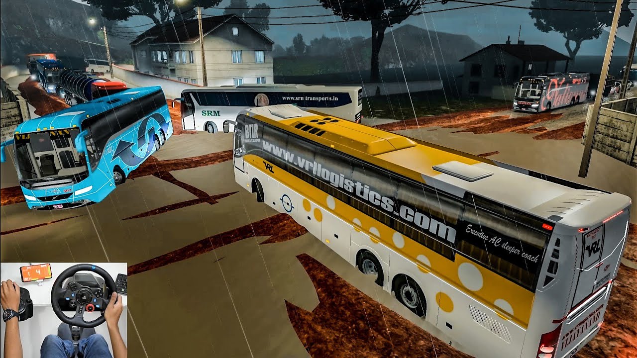 VRL Volvo & SRM Scania block the road | Euro truck simulator 2 with bus mod