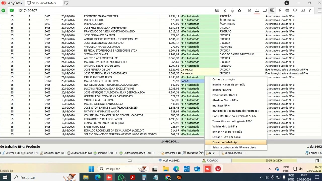 Nf-e coplementar IPI no uniplus