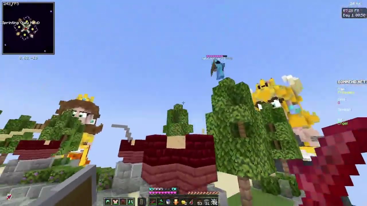 Ich spiele Skywars und Hole in the Wall