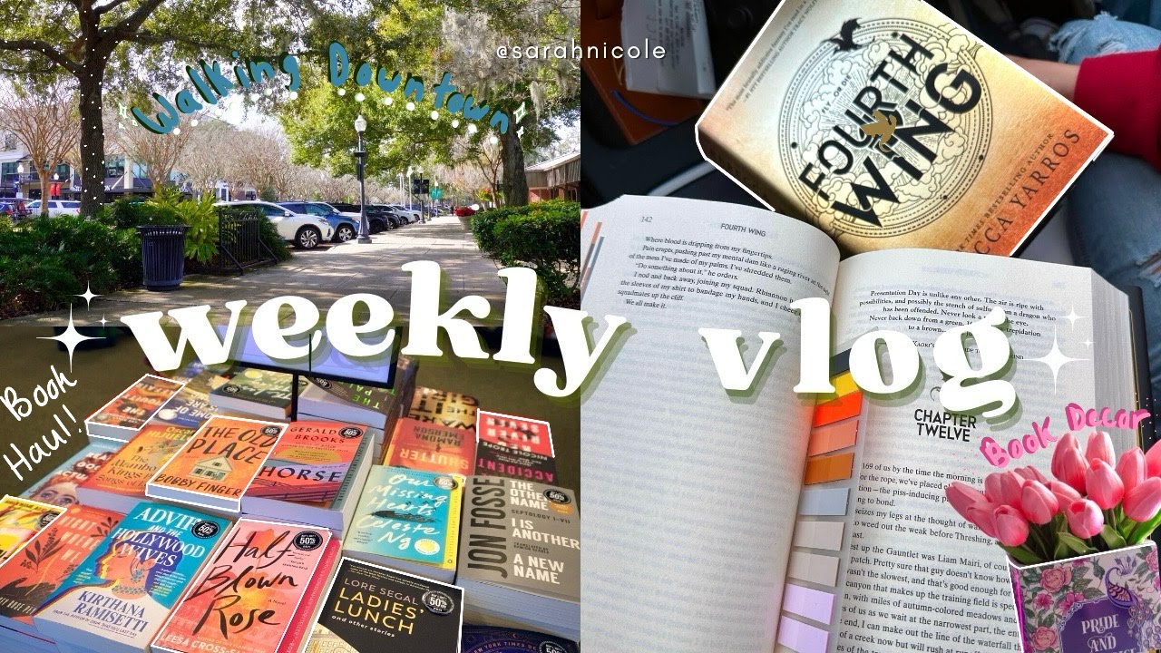 productive vlog🐰| bookstore hopping, reading fourth wing, days in my life, book haul