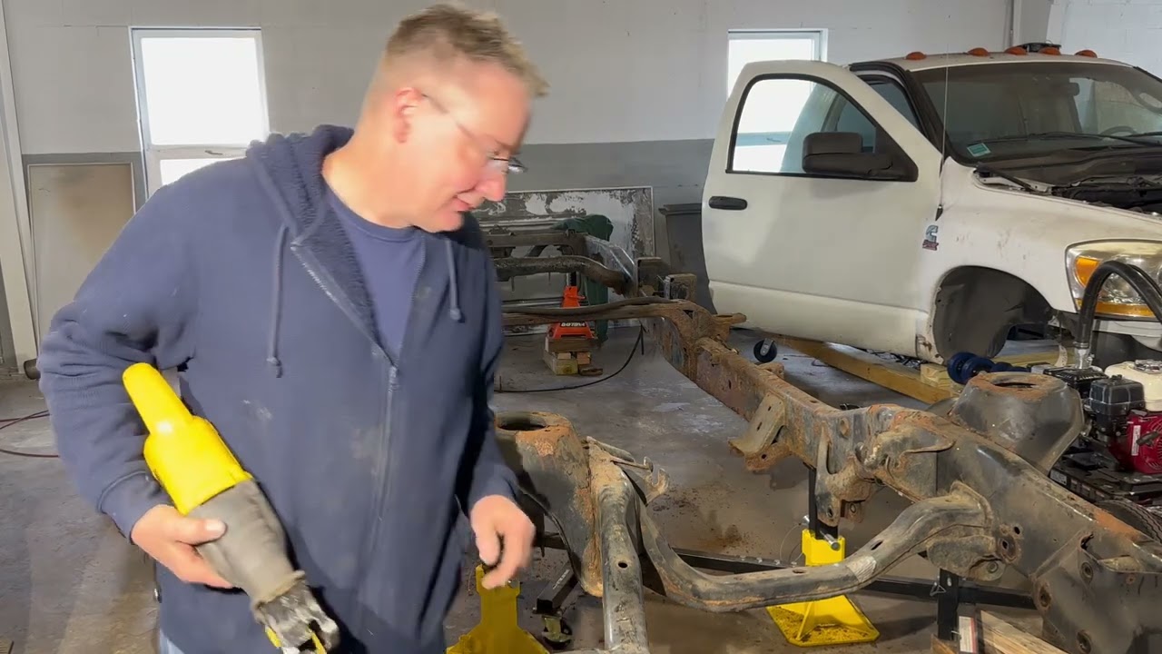 Cutting the old frame up installing the new banks exhaust